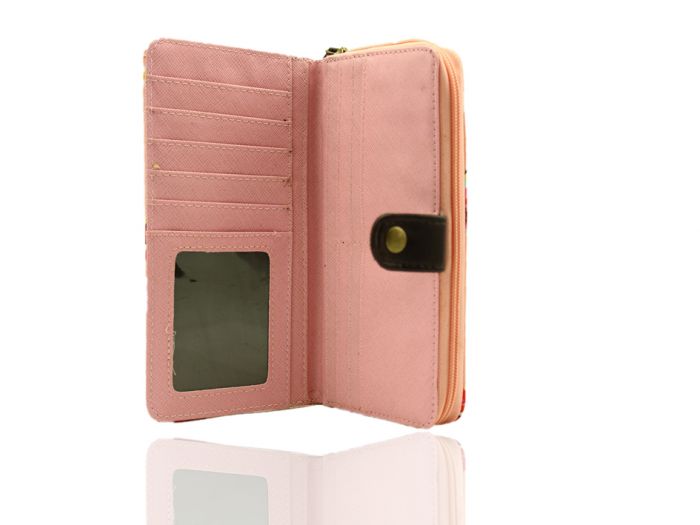 K2-DB Daisy butterfly floral Long purse wallet with belt button TC waterproof material