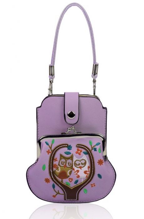 AF007 Owl Patterned Mobile Phone Pouch Purse Bag
