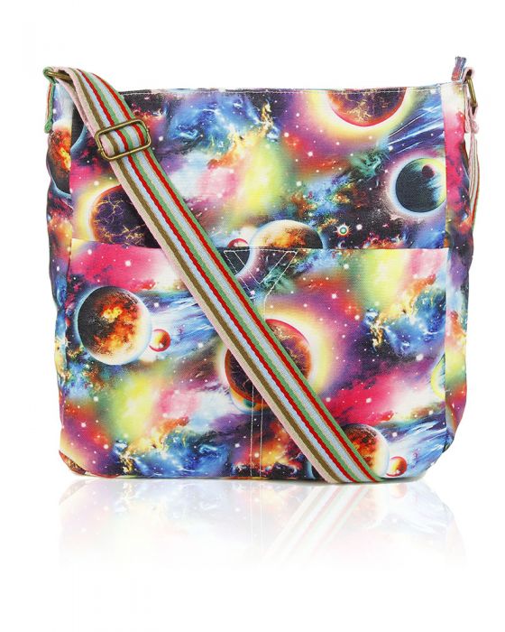 RF13001-ET Planet Print Canvas Cross-Body Bag