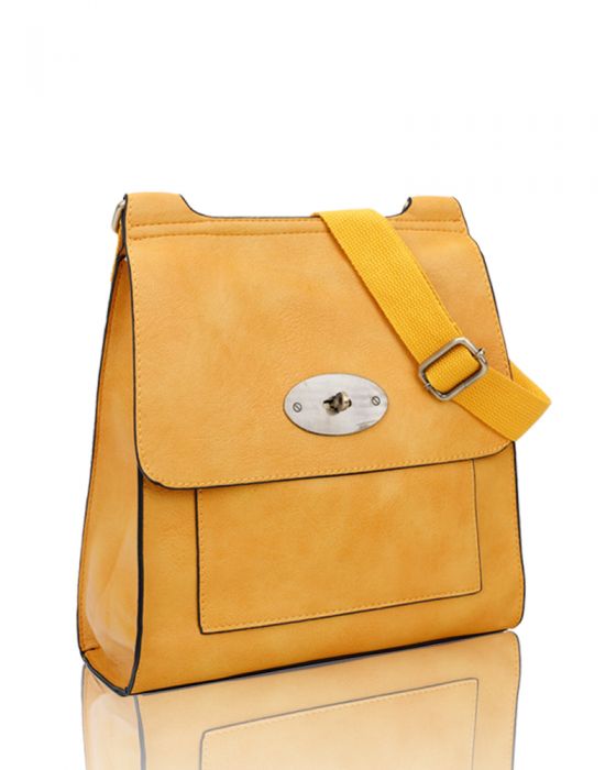 RB15113 Flap Over Messenger Bag With Metal Clasp