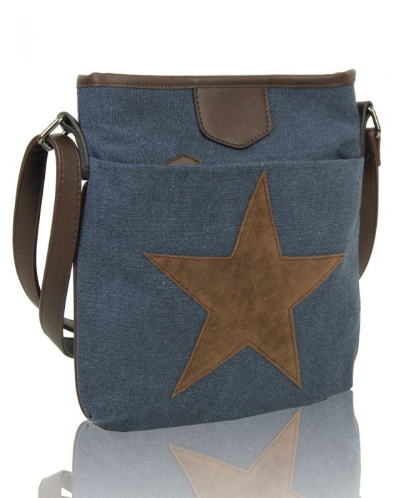 RX160431 Canvas Star Patterned Cross-Body Bag