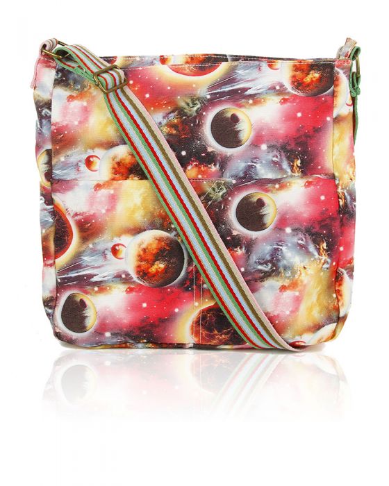 RF13001-ET Planet Print Canvas Cross-Body Bag