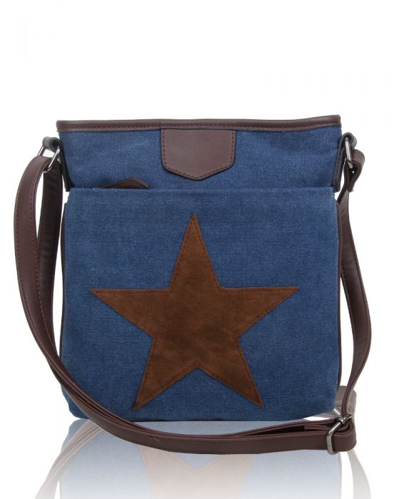 RX160431 Canvas Star Patterned Cross-Body Bag