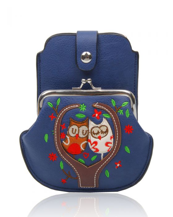 AF007 Owl Patterned Mobile Phone Pouch Purse Bag