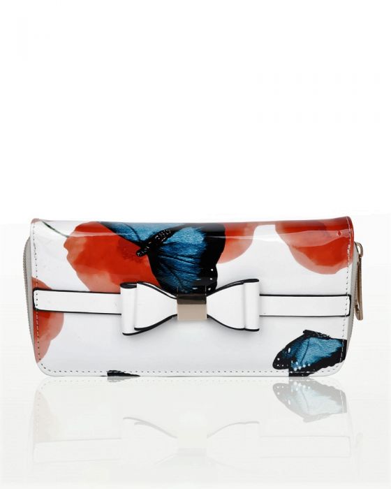 Rj180802-PB 2IN1 Poppy Flower & Butterfly Bucket Shaped Top-Handle Bag With Purse Set
