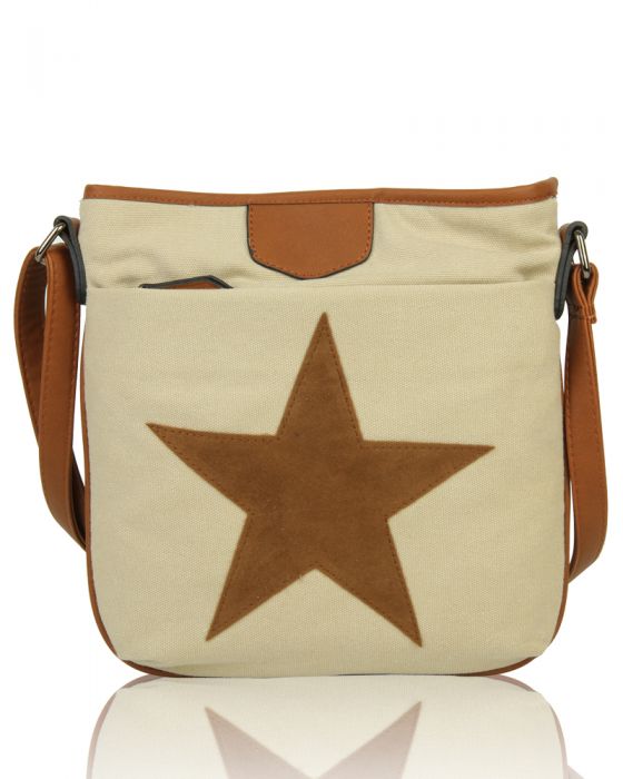RX160431 Canvas Star Patterned Cross-Body Bag