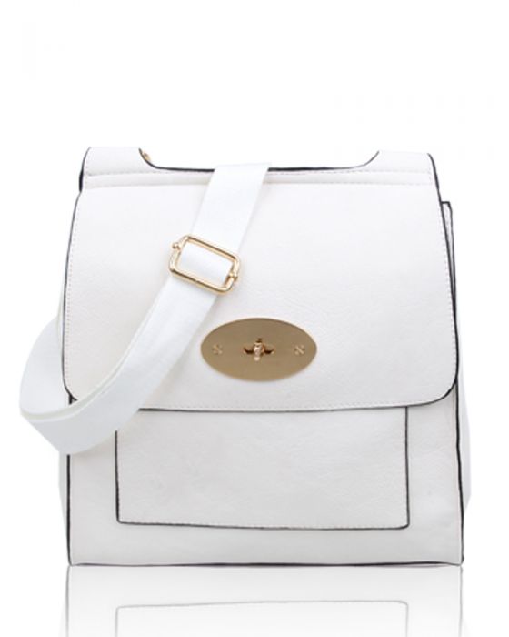 RB15113 Flap Over Messenger Bag With Metal Clasp
