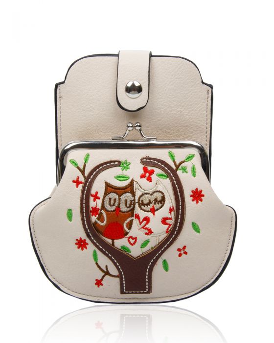 AF007 Owl Patterned Mobile Phone Pouch Purse Bag
