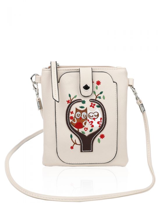 F004 Owl Patterned Mobile Phone Purse Pouch