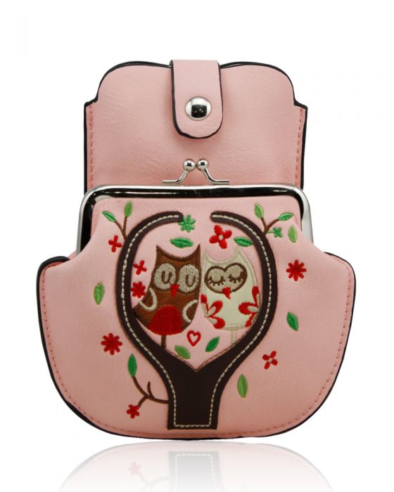AF007 Owl Patterned Mobile Phone Pouch Purse Bag