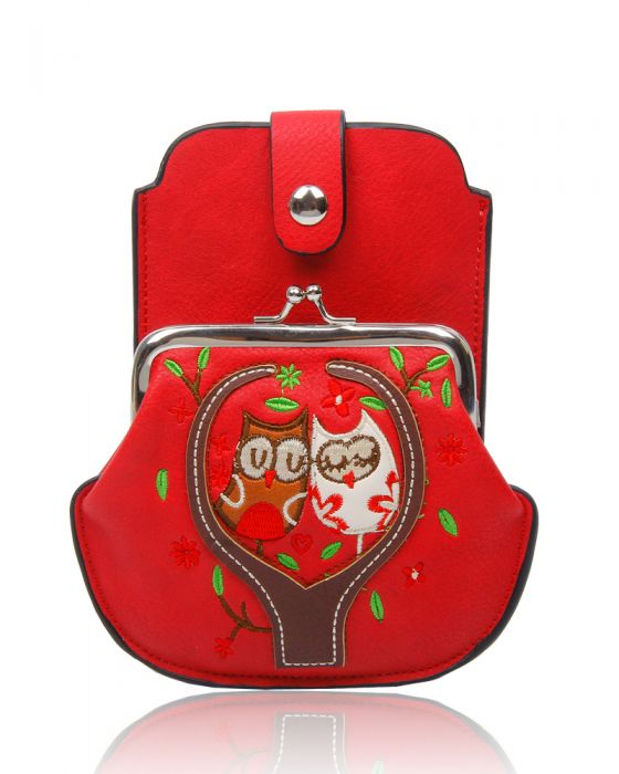 AF007 Owl Patterned Mobile Phone Pouch Purse Bag