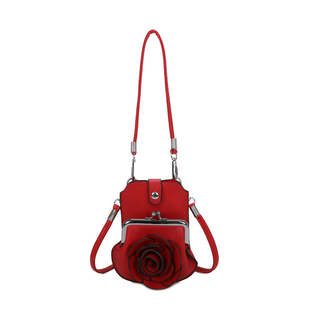 AF006 3D Rose Floral Patterned Mobile Phone Pouch Purse Bag