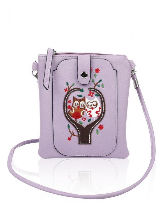 F004 Owl Patterned Mobile Phone Purse Pouch