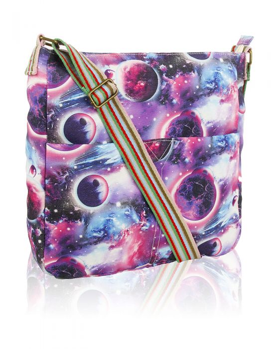 RF13001-ET Planet Print Canvas Cross-Body Bag