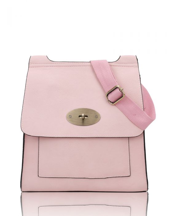 RB15113 Flap Over Messenger Bag With Metal Clasp