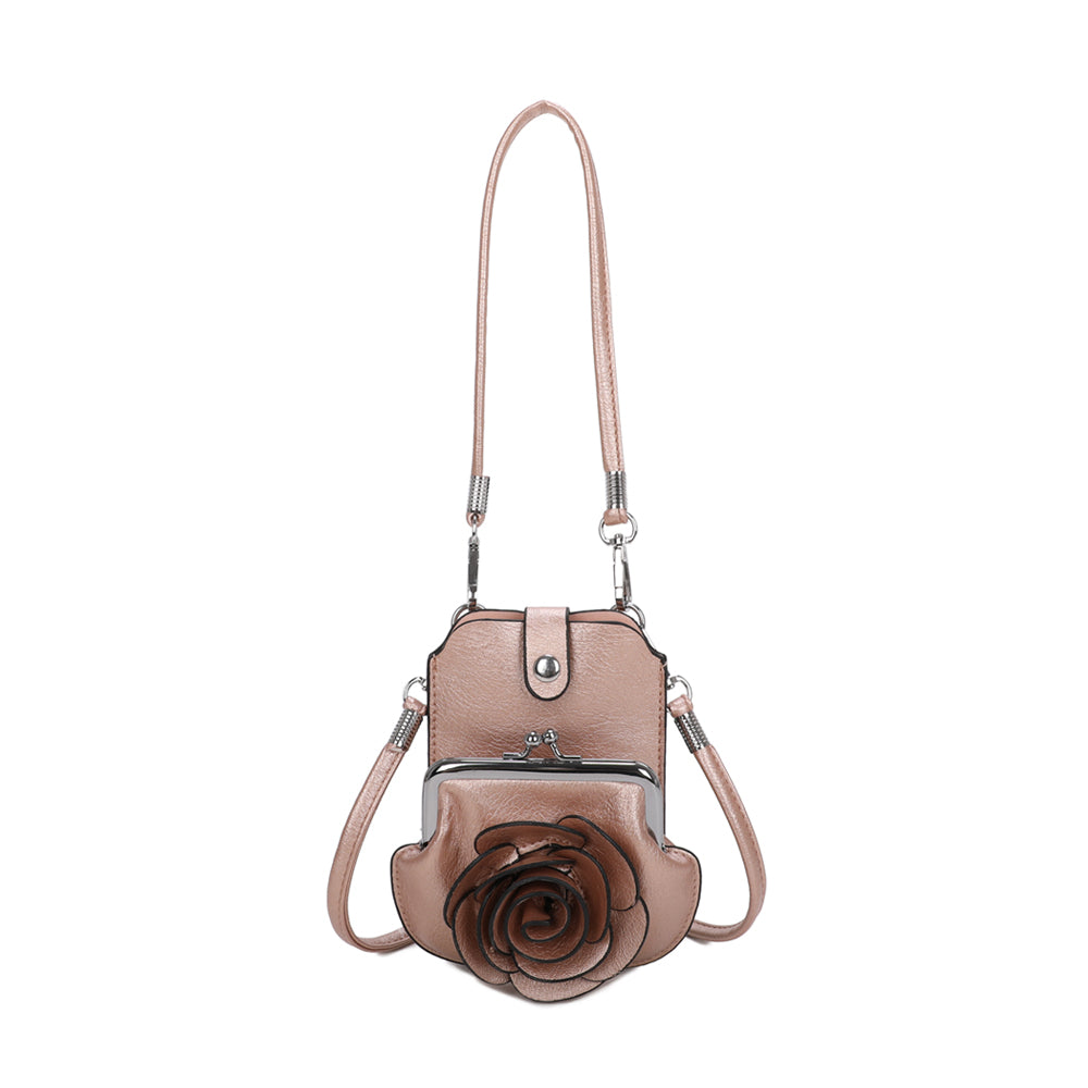 AF006 3D Rose Floral Patterned Mobile Phone Pouch Purse Bag