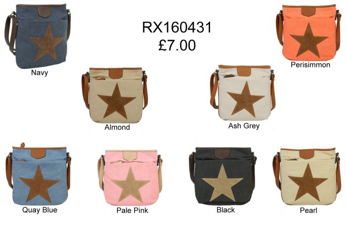 RX160431 Canvas Star Patterned Cross-Body Bag