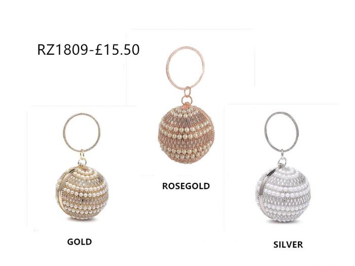 RZ1809 Beautiful Lady Spheric Small Evening Bag decorated with Pearls and Crystals