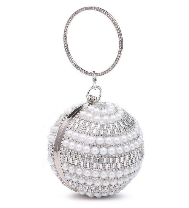RZ1809 Beautiful Lady Spheric Small Evening Bag decorated with Pearls and Crystals