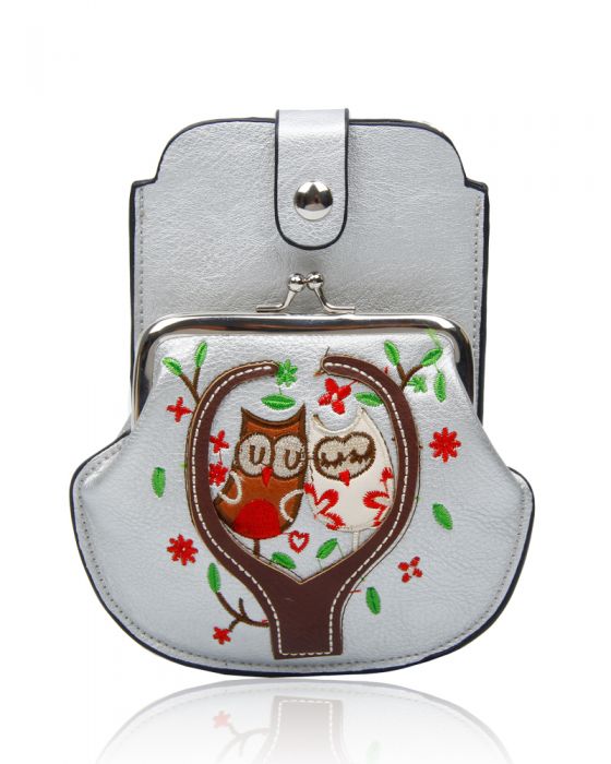 AF007 Owl Patterned Mobile Phone Pouch Purse Bag