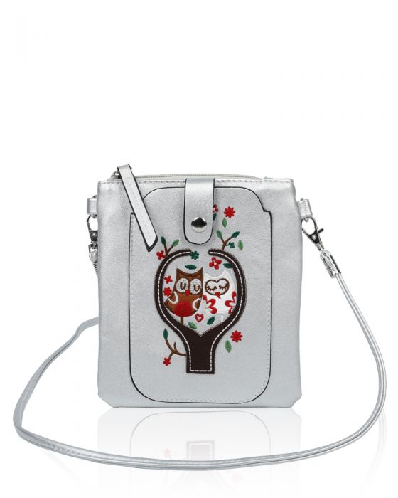 F004 Owl Patterned Mobile Phone Purse Pouch