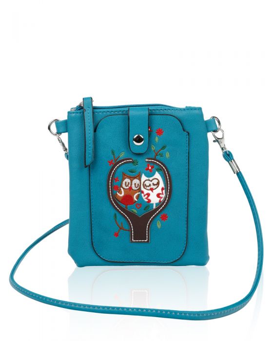 F004 Owl Patterned Mobile Phone Purse Pouch