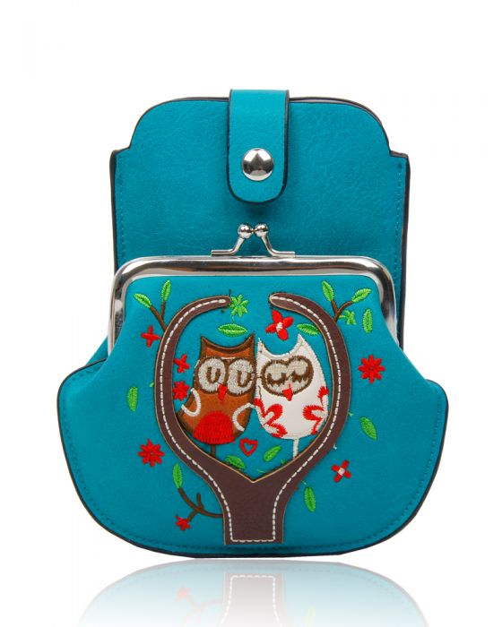 AF007 Owl Patterned Mobile Phone Pouch Purse Bag
