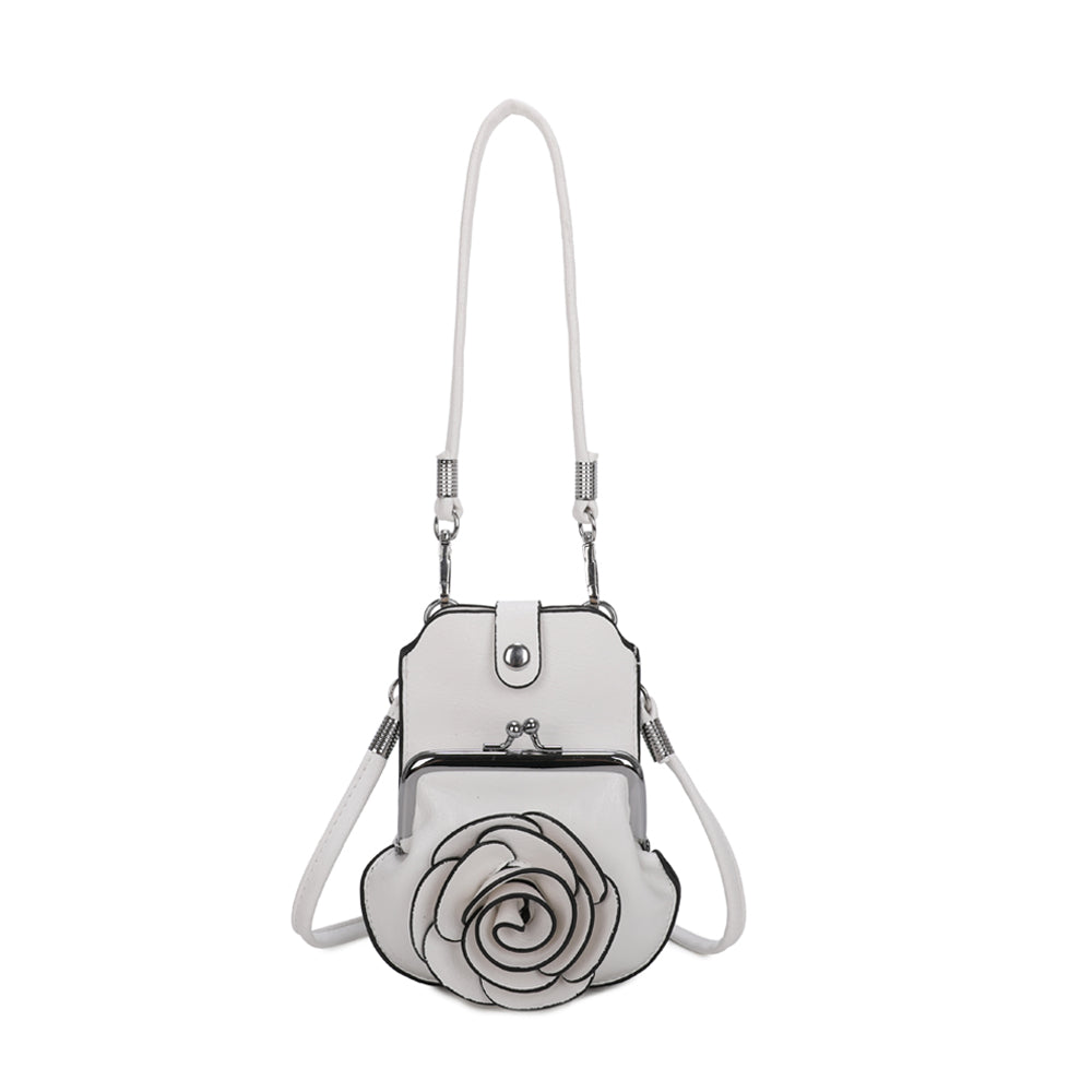 AF006 3D Rose Floral Patterned Mobile Phone Pouch Purse Bag