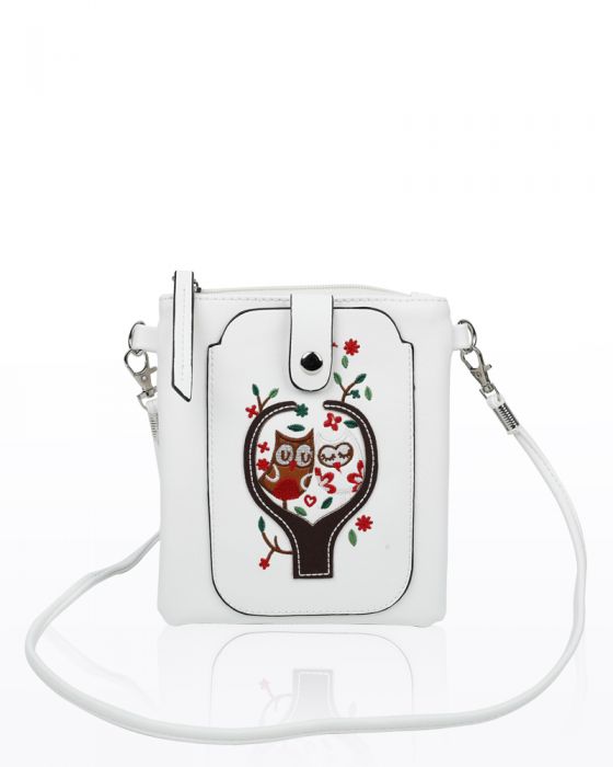 F004 Owl Patterned Mobile Phone Purse Pouch