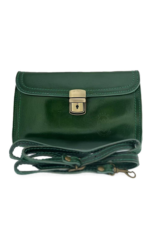 V0031 Small classic leather clutch shoulder bag locked clasp
