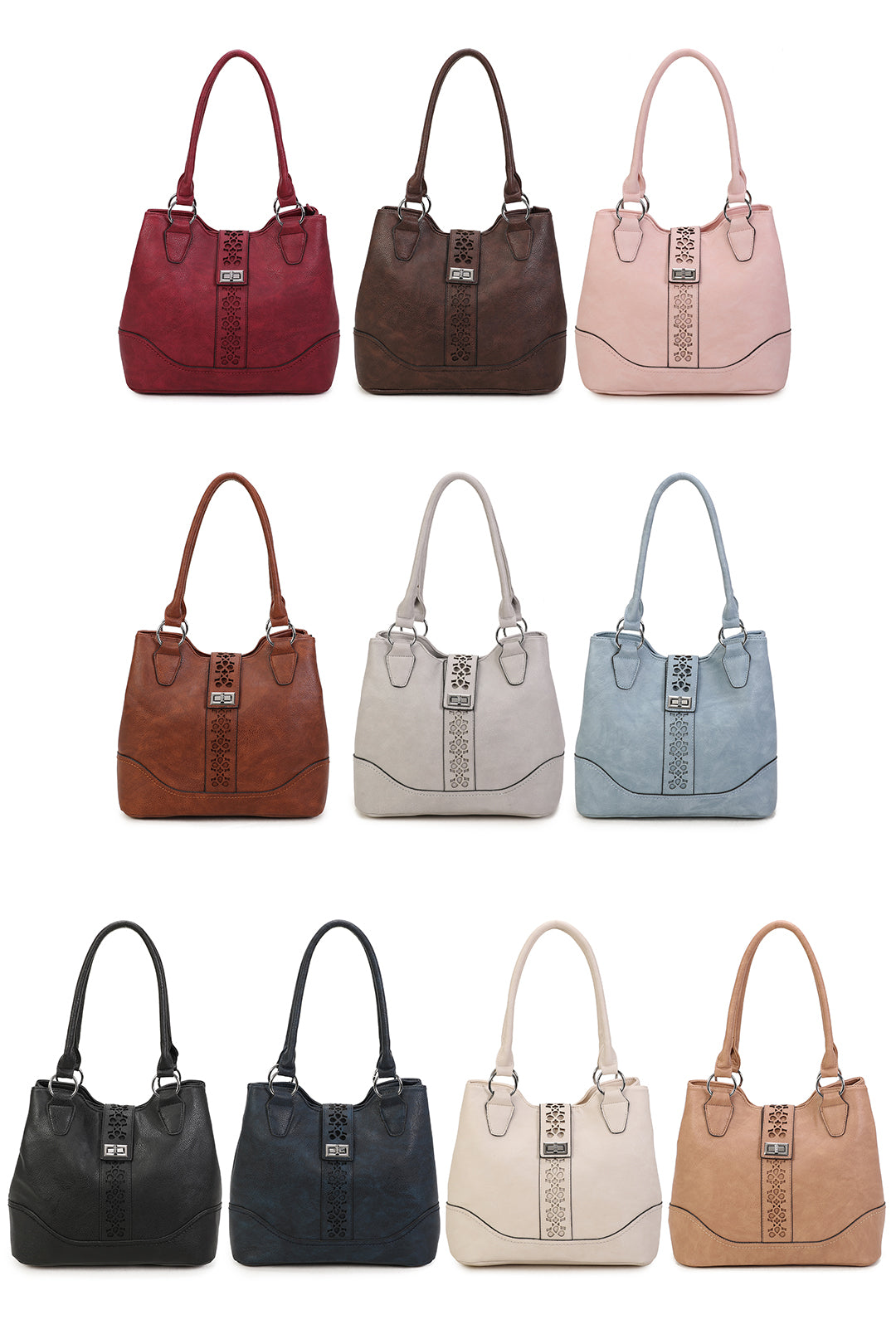 RS14106  Cut-Out Patterned Flap Over Strap Shoulder Bag