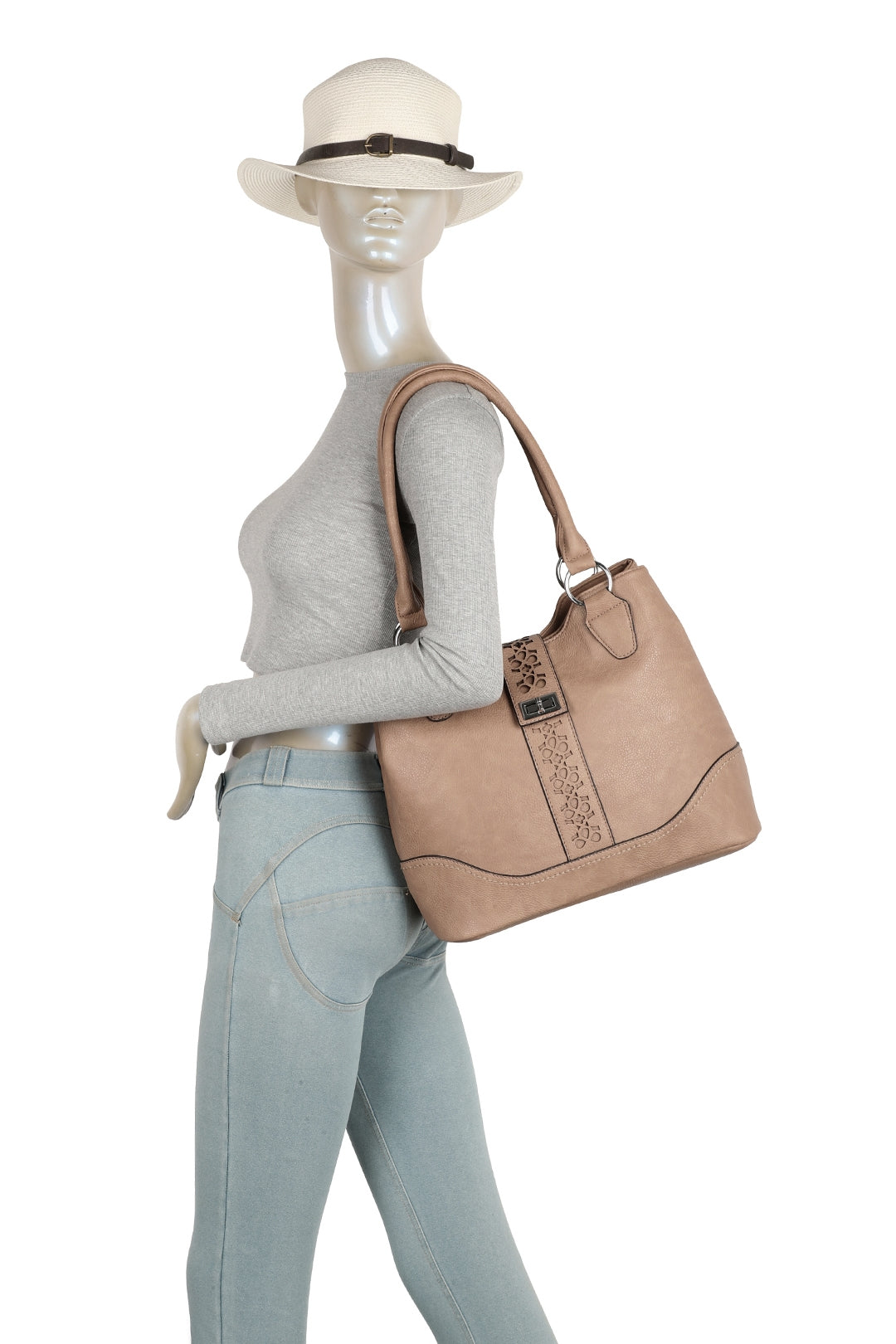 RS14106  Cut-Out Patterned Flap Over Strap Shoulder Bag