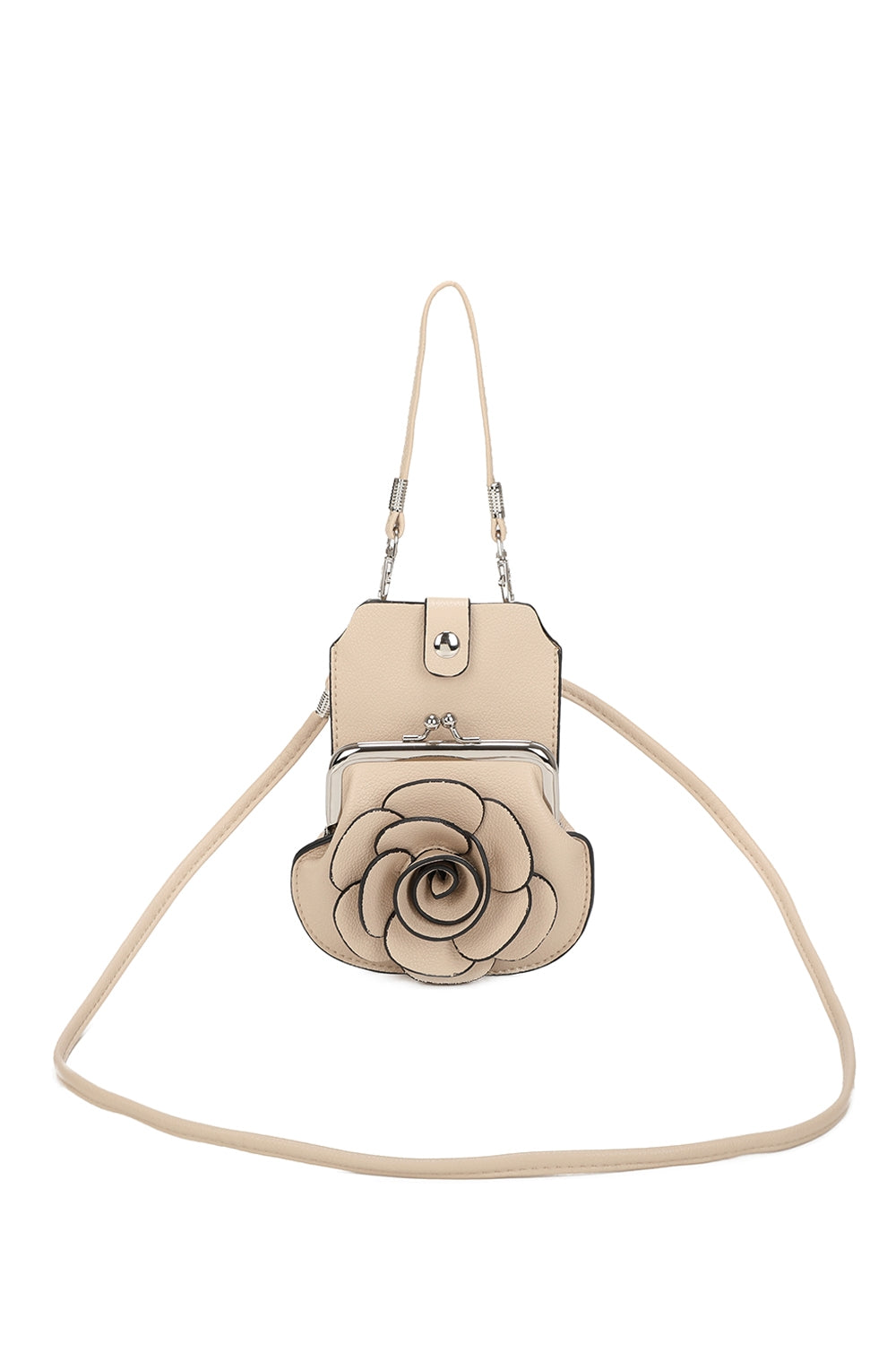AF006  3D Rose Floral Patterned Mobile Phone Pouch Purse Bag