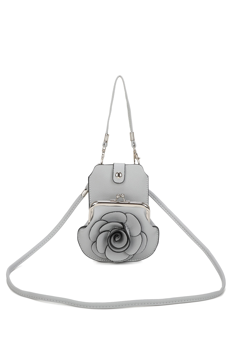 AF006  3D Rose Floral Patterned Mobile Phone Pouch Purse Bag