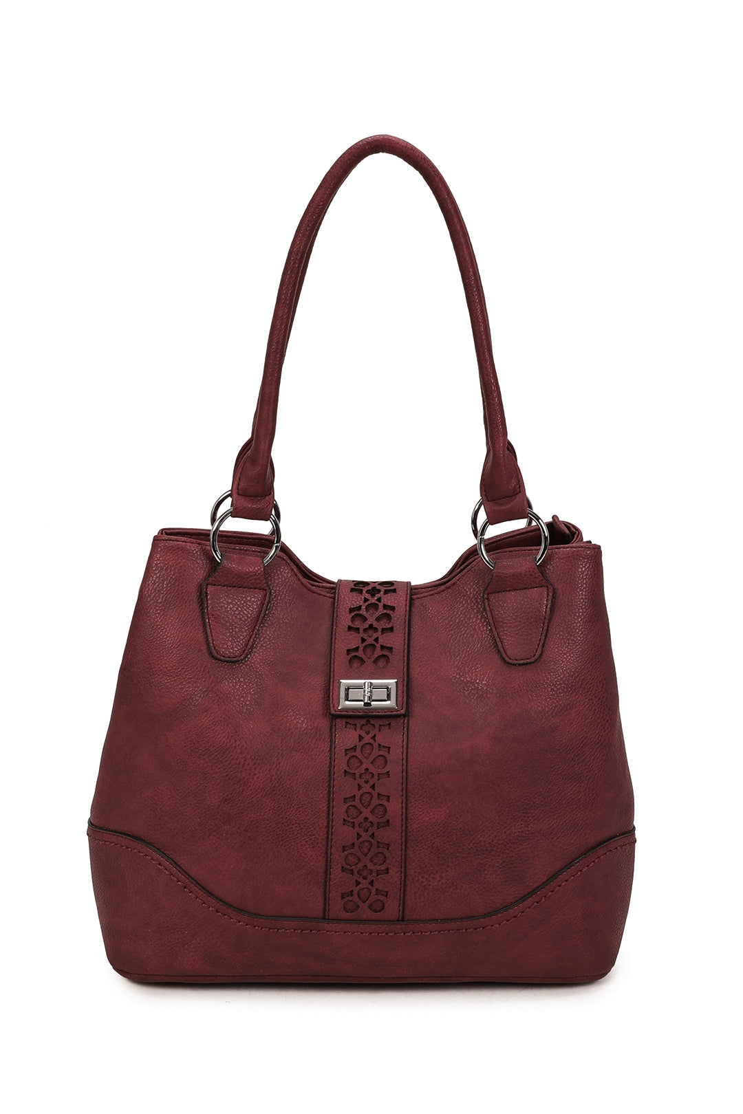 RS14106  Cut-Out Patterned Flap Over Strap Shoulder Bag