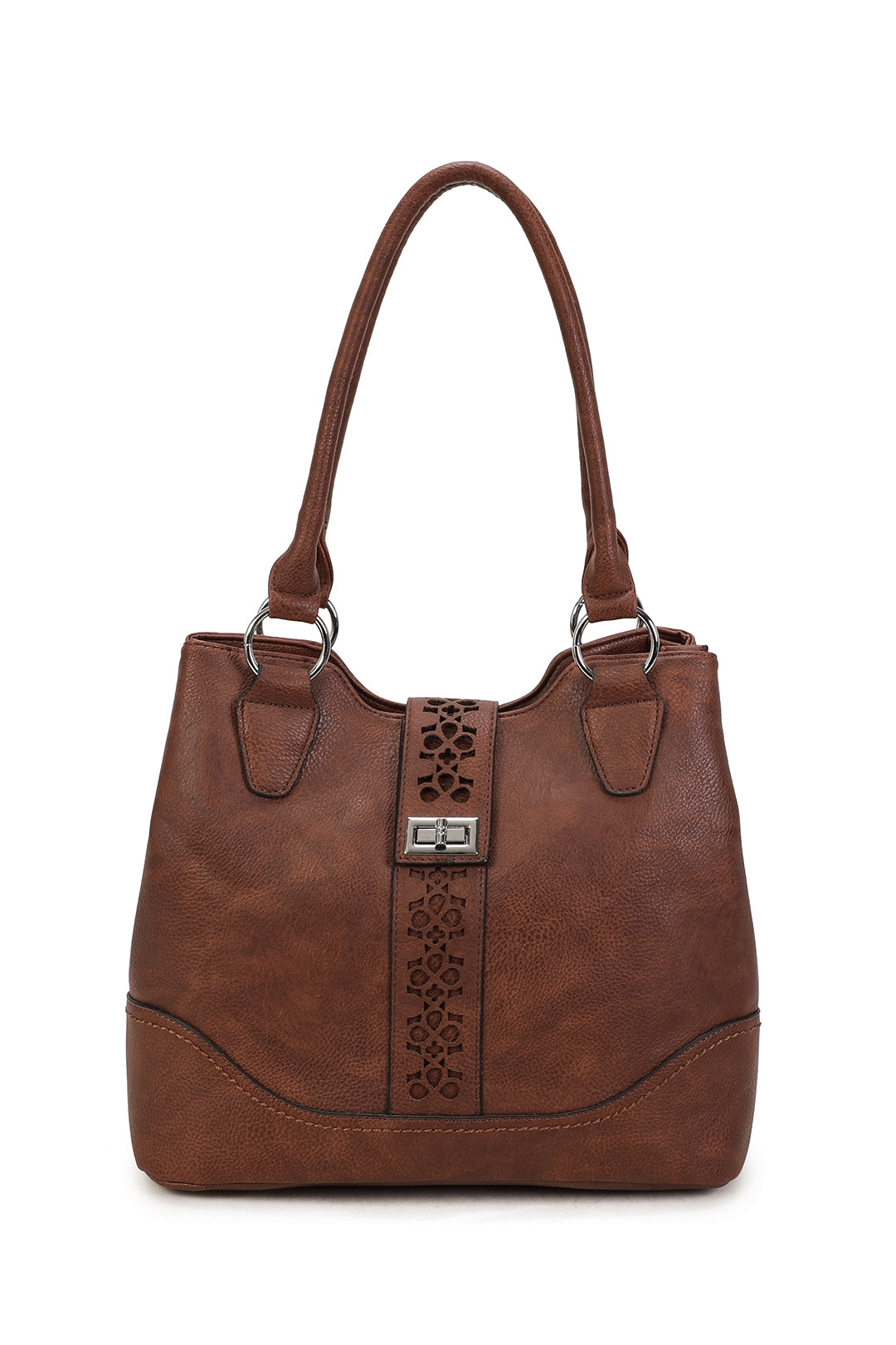 RS14106  Cut-Out Patterned Flap Over Strap Shoulder Bag