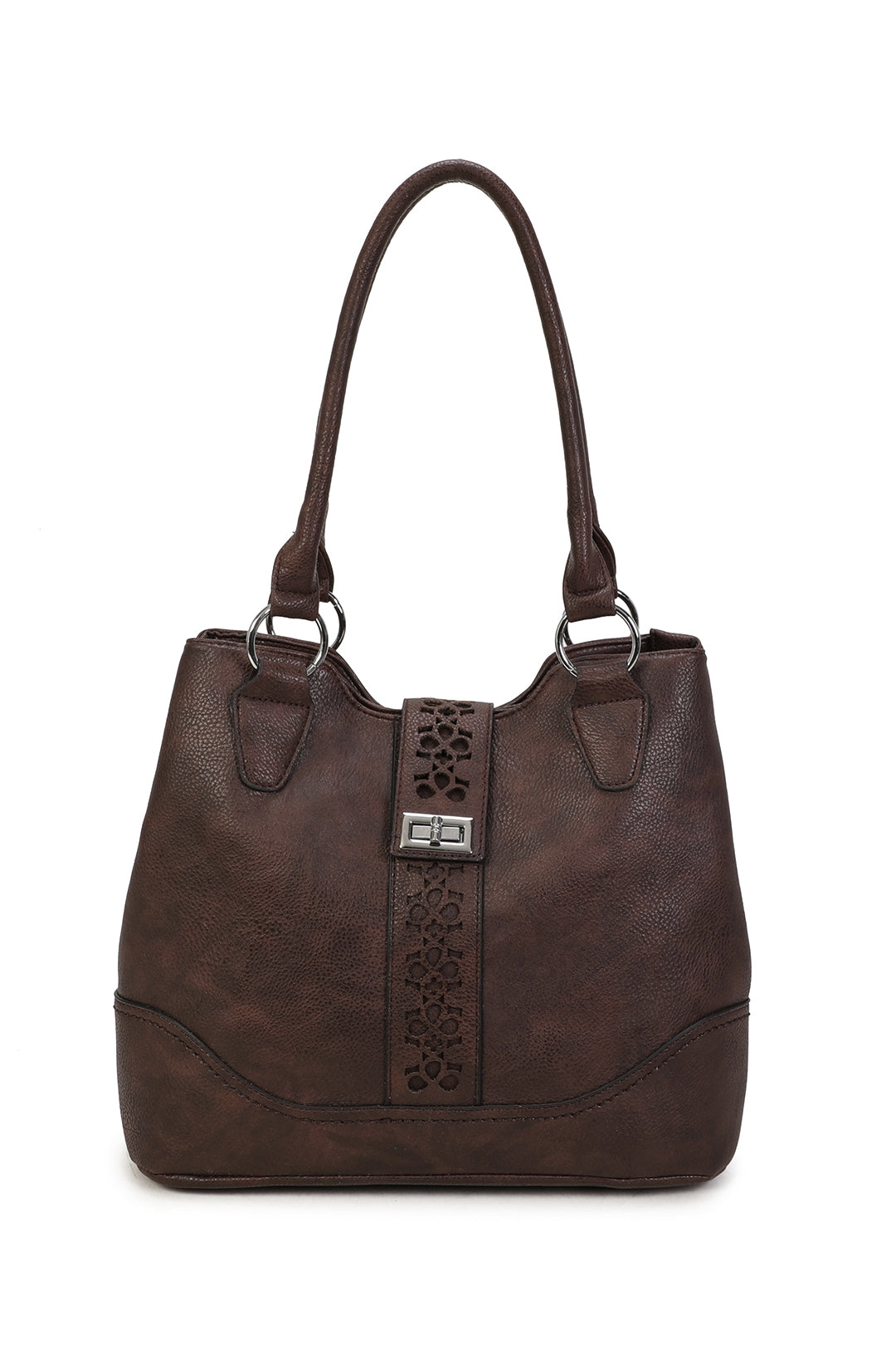 RS14106  Cut-Out Patterned Flap Over Strap Shoulder Bag