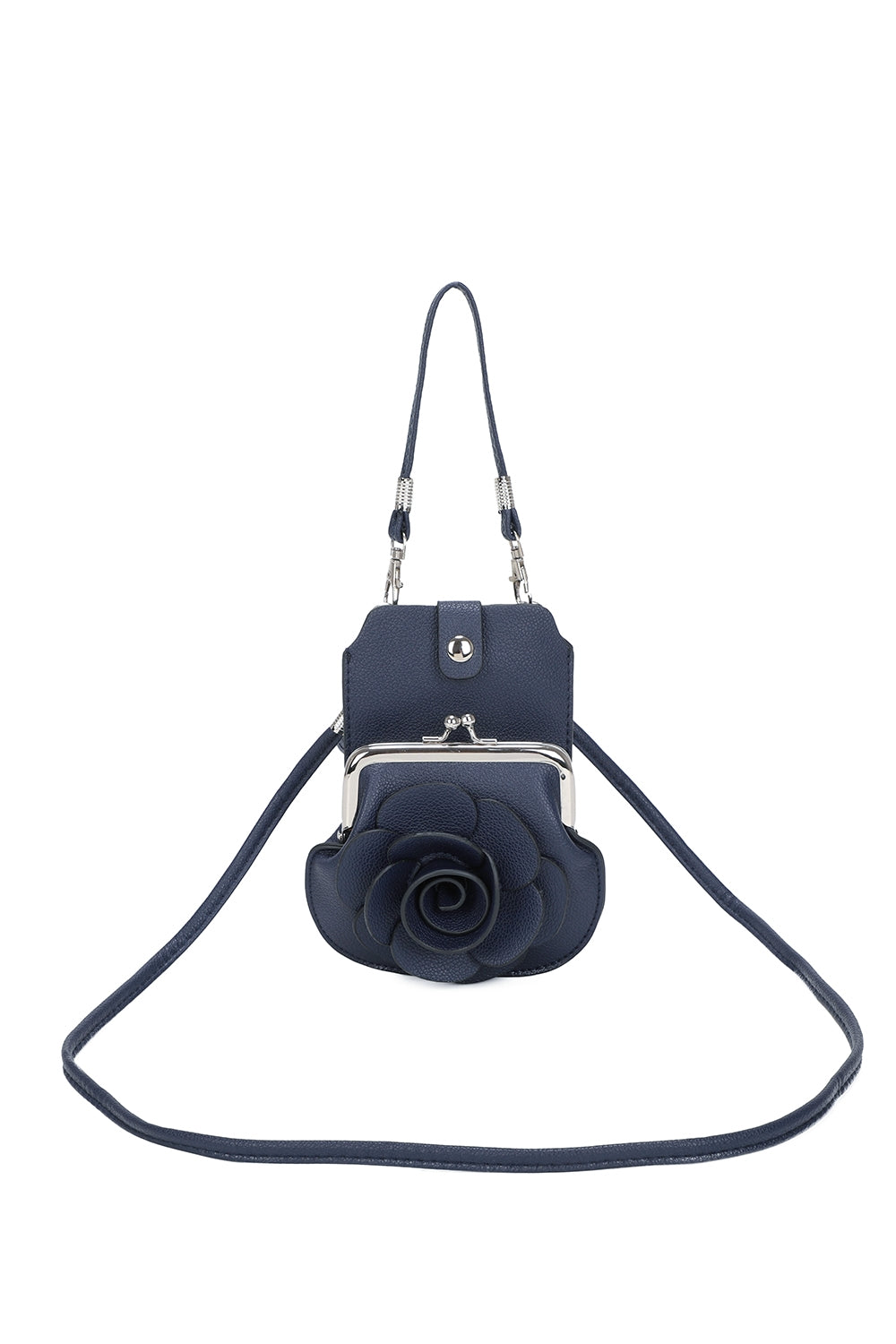 AF006  3D Rose Floral Patterned Mobile Phone Pouch Purse Bag