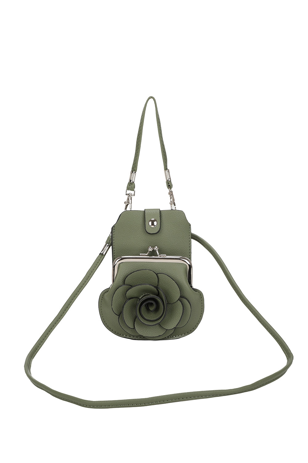 AF006  3D Rose Floral Patterned Mobile Phone Pouch Purse Bag