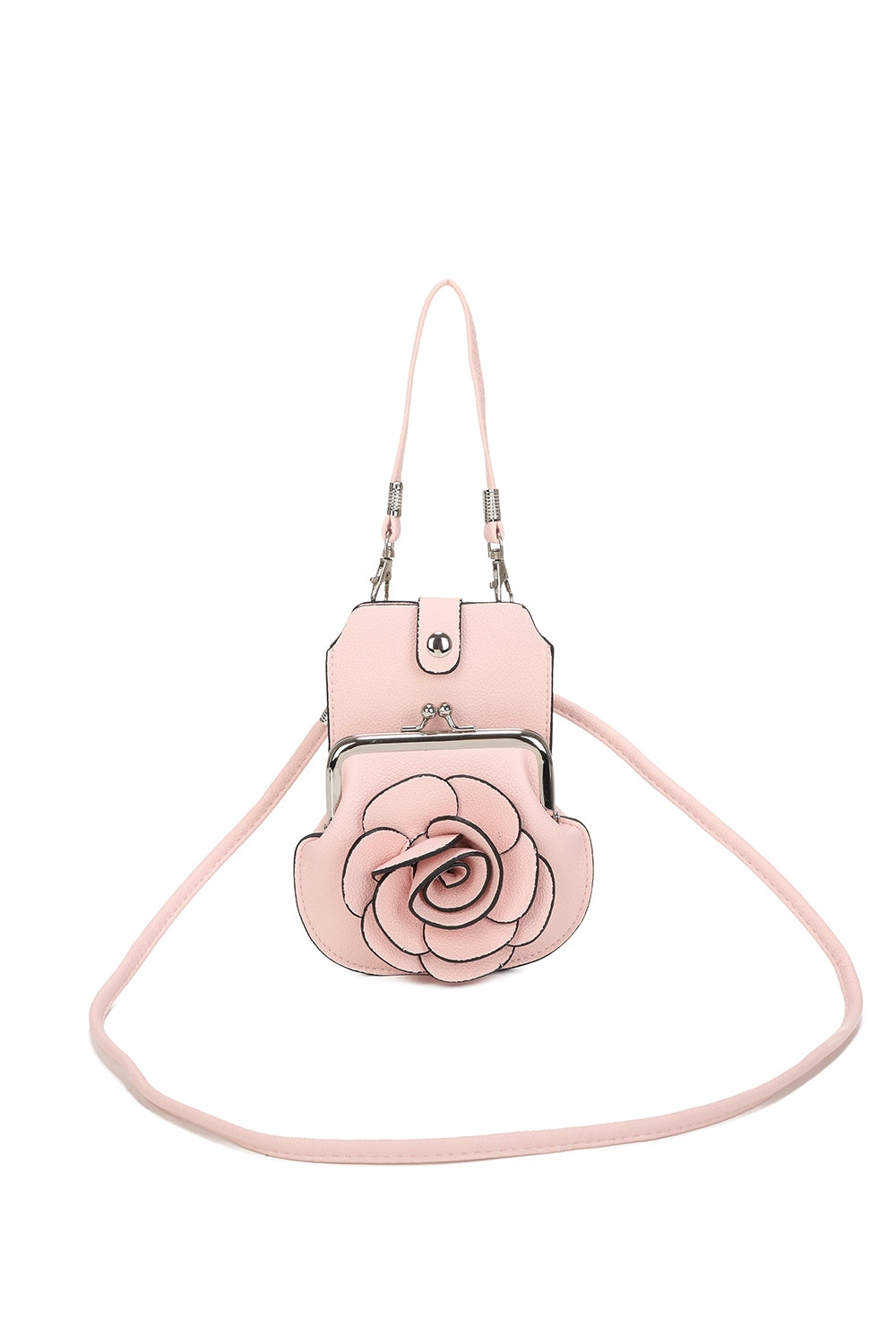 AF006  3D Rose Floral Patterned Mobile Phone Pouch Purse Bag