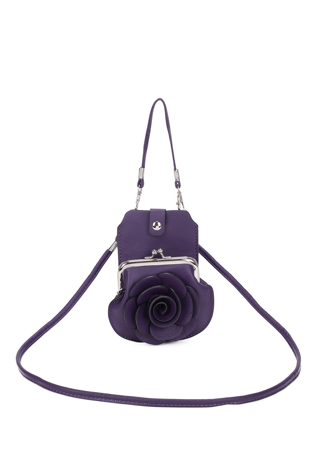 AF006  3D Rose Floral Patterned Mobile Phone Pouch Purse Bag