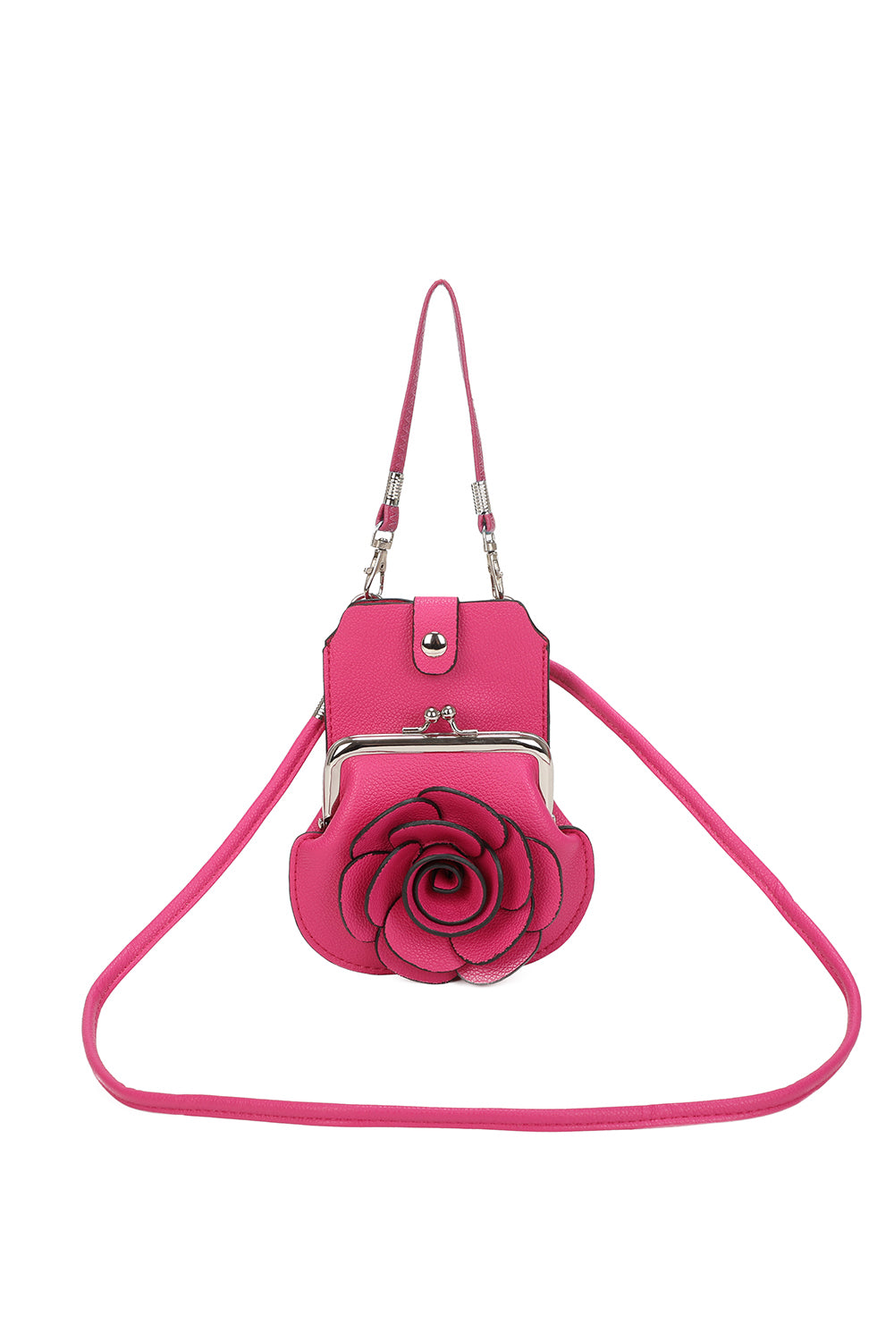 AF006  3D Rose Floral Patterned Mobile Phone Pouch Purse Bag