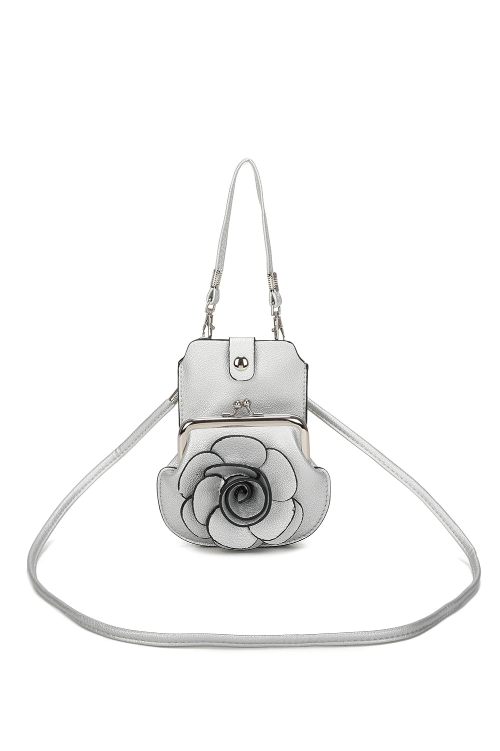 AF006  3D Rose Floral Patterned Mobile Phone Pouch Purse Bag