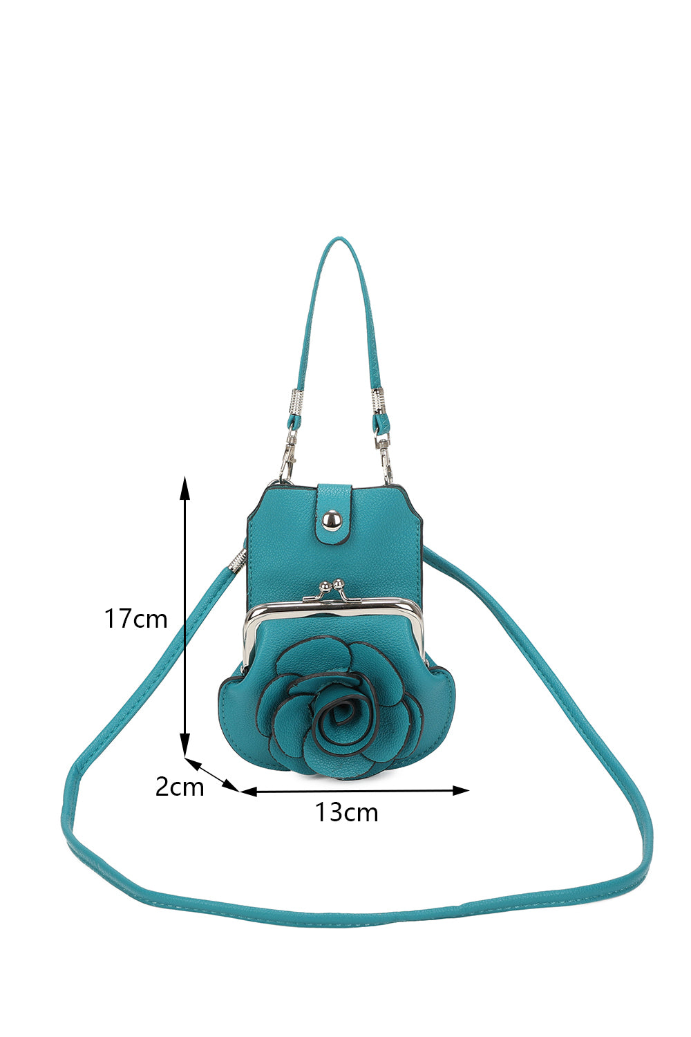 AF006  3D Rose Floral Patterned Mobile Phone Pouch Purse Bag