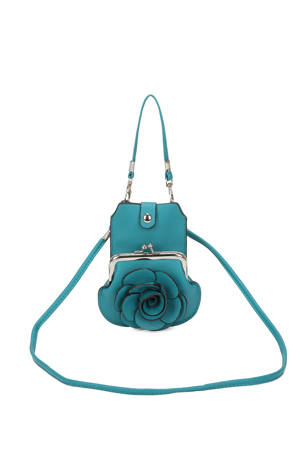 AF006  3D Rose Floral Patterned Mobile Phone Pouch Purse Bag