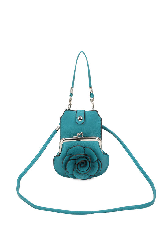 AF006  3D Rose Floral Patterned Mobile Phone Pouch Purse Bag