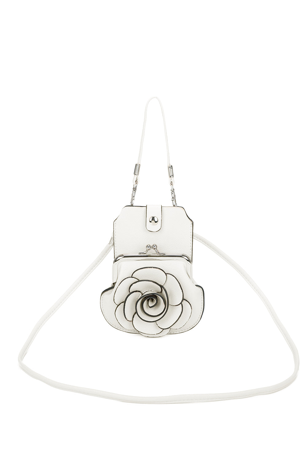 AF006  3D Rose Floral Patterned Mobile Phone Pouch Purse Bag