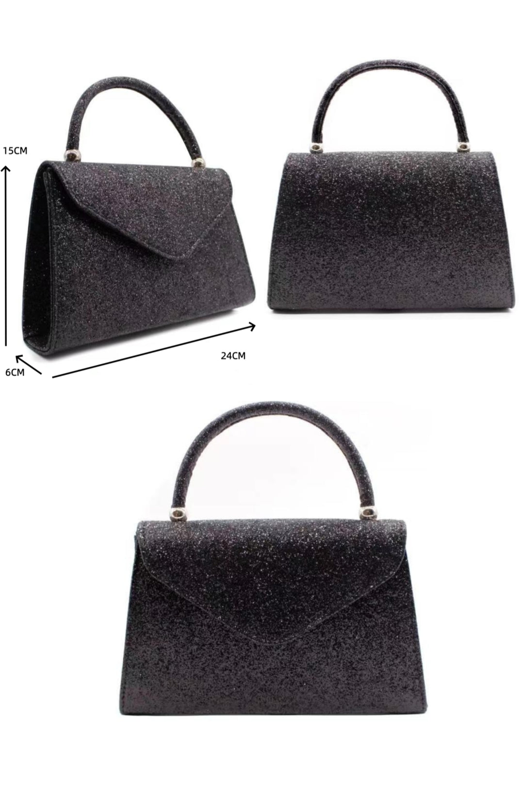 RC2101 Glitter covered single handle clutch bag