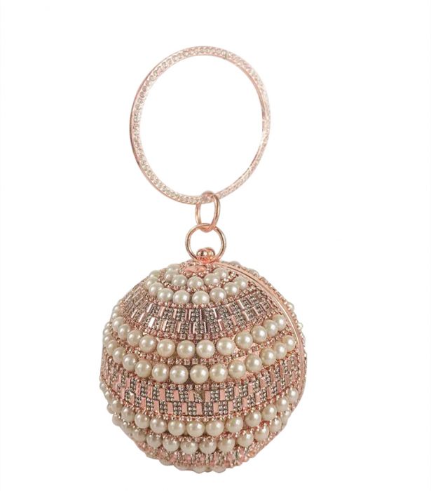 RZ1809 Beautiful Lady Spheric Small Evening Bag decorated with Pearls and Crystals