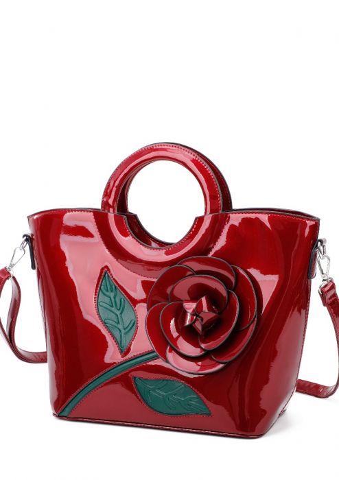 RB171072 Large 3D Rose Print Top-Handle Bag